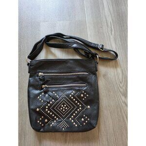 Carlos By Carlos Santana Black Studded Crossbody Bag With Adjustable Strap